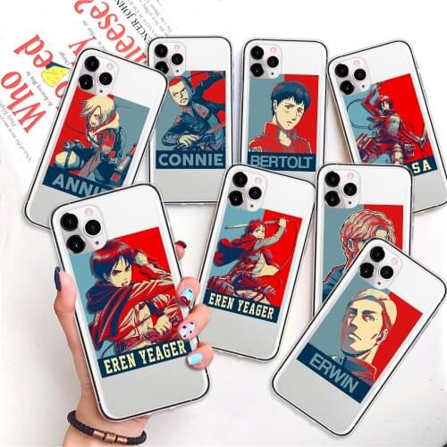 Japan Anime Attack on Titan Phone Cases for IPhone 12 Mini Pro 7 8 Plus 11 Pro X XS MAX XR Shingeki No Kyojin TPU Cover Coque