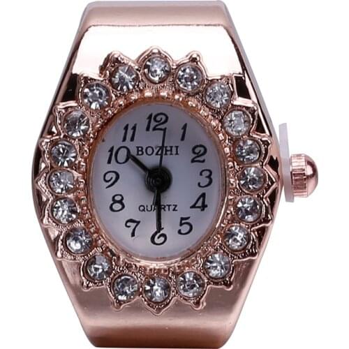 2 PCS Free shipping 2017 Popular Creative Lady Girl Steel Round Elastic Quartz Finger Ring Watches