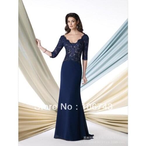 Free shipping فساتين السهرة new fashion formal weddings bridal party gown lace Mother of the Bride Dresses with sleeves