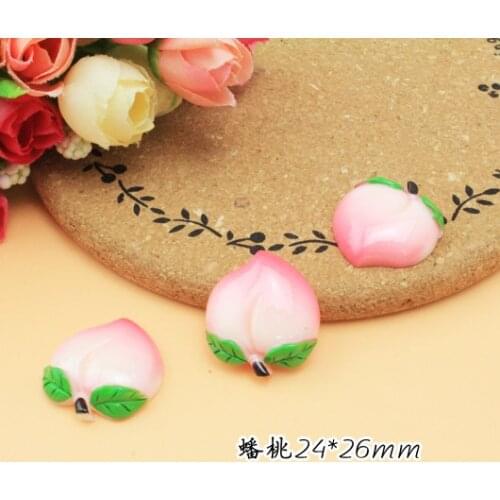10pcs/lot resin flat back simulation fruit flat peach 24*26mm decor crafts bonsai home DIY