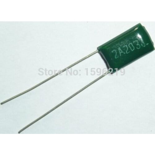 100pcs Mylar Film Capacitor 100V 2A203J 0.02uF 20nF 2A203 5% Polyester Film capacitor