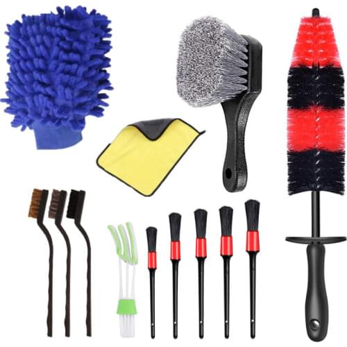 13Pcs Car Detailing Cleaning Brushes Car Interior Exterior Cleaning Tools Microfiber Towel Automobile Air Vents Wheel Wash Kit