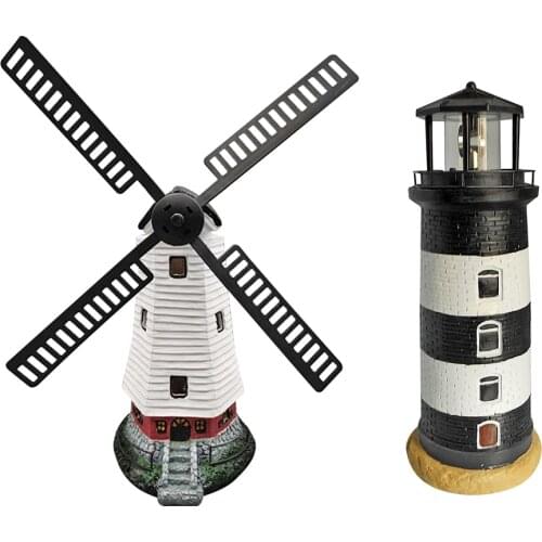 2021 Solar Lights Outdoor Solar Security Garden Outdoor LED Solar Lighthouse Windmill Light Decorative Lighting