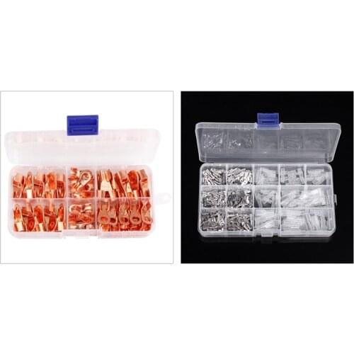 270 Pcs Male Female Spade Connector Wire Crimp Terminal Block with Insulating Sleeve Assortment Kit & 70 Pcs Barrel Copper Ring