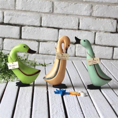 3pcs Creative Cute Ducks Miniature Wooden home Decoration accessories Figurine Wedding Gift Garden Dollhouse Ornament Model Toy