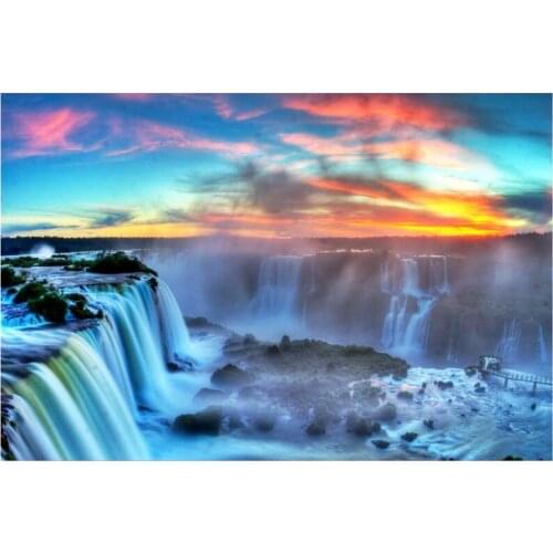 5D DIY Full Round/Square Diamond Painting Waterfall Scenery 3D Embroidery Cross Stitch Rhinestone Mosaic Home Decor Art YY018