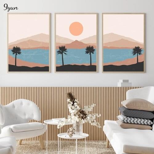Abstract Aesthetic Modern Landscape Boho Poster Wall Art Print Canvas Painting Contemporary Interior Living Room Decoration