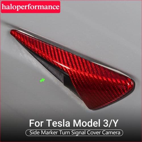 Model3 Car Accessories Body Camera Protective Cover For Tesla Model 3 Accessories Real Red Carbon Fiber tesla model s x model y