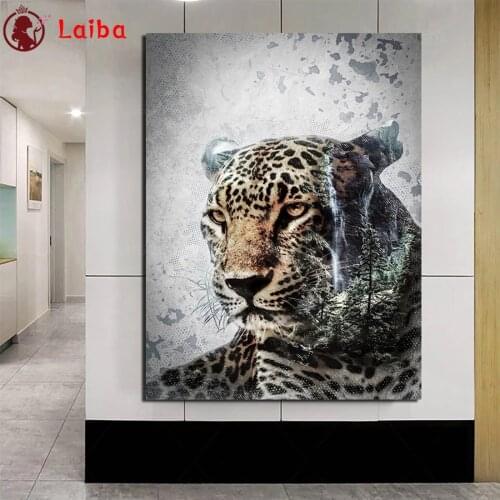 Diamond Embroidery Abstract animal art, leopard Picture Diamond Painting Full Square round drill Mosaic Cross Stitch Wall Art