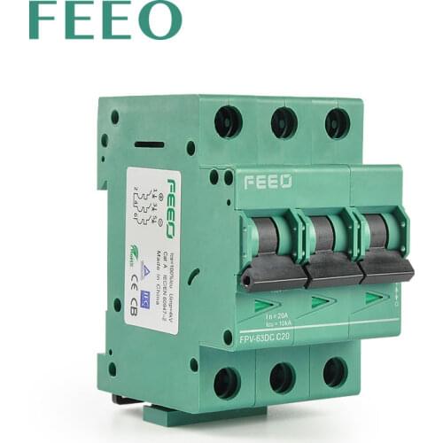 FEEO 3P DC Circuit Breaker DC 750V FOR PV ( Solar ) system 6A 10A 16A 20A 25A 32A 40A 50A 63A FPV-63 TUV & CE Certificate