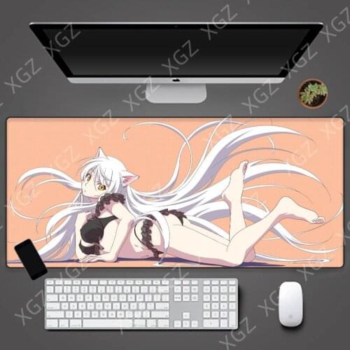 XGZ Sexy Anime Girl XL Lock Edge Large Gaming Accessories Mouse Pad Computer Keyboard Mouse Mat Big Breast Mats for PC Desk Pad