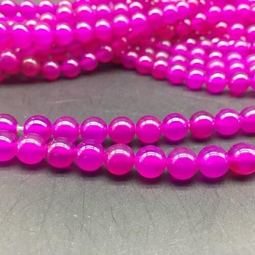 1 Strand Hot Pink Agates Beads DIY 4-12MM Round Stone Beads Hand Made Women Jewelry Fitting Bracelet Earring Set Accessories
