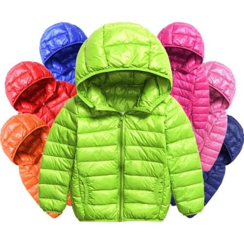 Factory Outlets Children Down Jacket Boys & Girls Candy Color Thin Light Down-Filled Coat Baby Kids Casual Hooded Outerwear B231