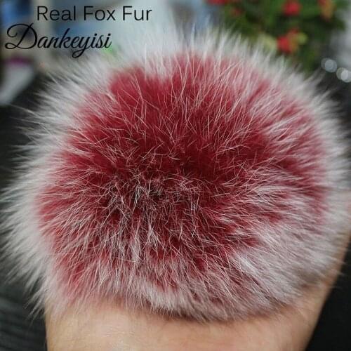 DIY Fox Fur Pompoms Natural Real Fur Pom Pom Fluffy Pompon Ball Fur Pom Poms Knitted Hat Caps Beanies Keychain Bag Scarf 14-15cm