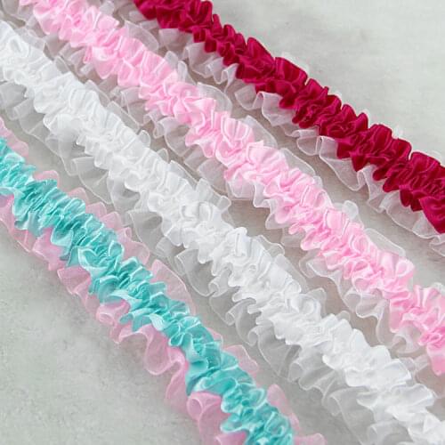 White,pink,purple wedding Accessories Decorative elastic Ruffles lace 37mm 10yard/lot