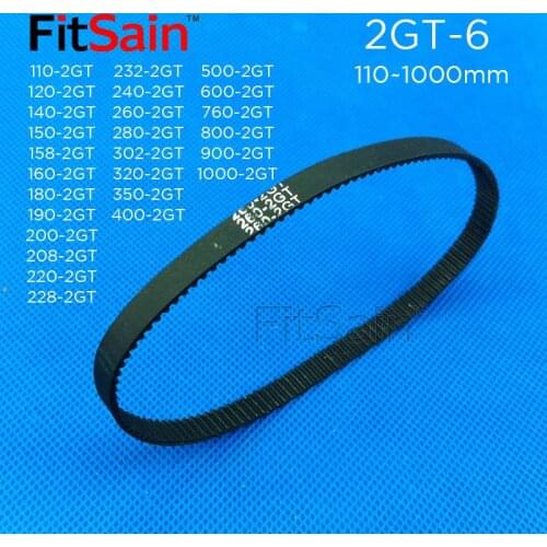 FitSain-2GT 228-320mm rubber belt Width 6mm GT2 timing belt synchronous wheel 3D printer teeth Width 6mm
