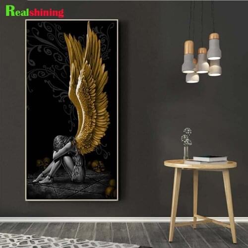 Sad angel Paintings Diamond embroidery Large Size Full Drill Square Round 5D Diamond Painting Mosaic Needlework Paintings N2175