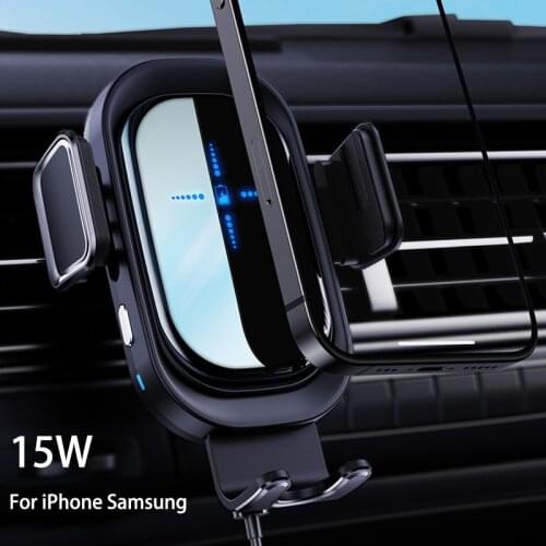 15W Induction Car Mount Fast Wireless Charger for iPhone 12 11 Pro Max Samsung Xiaomi Quick Charging Car Cell Phone Holder New