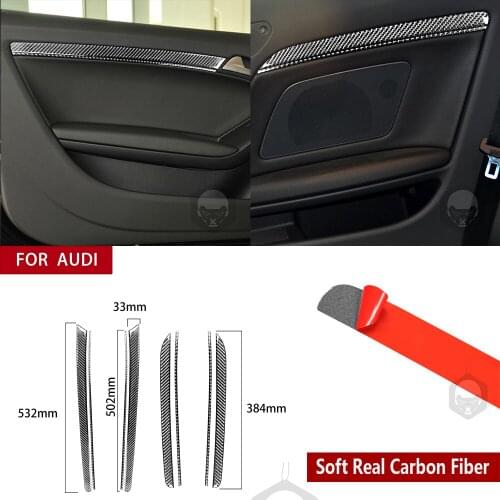 Kit For Audi A5 Hard Top 2008-up 8PCS Soft Carbon Fiber Interior Door Panel Strips Decorative Cover Trim Car Accessories