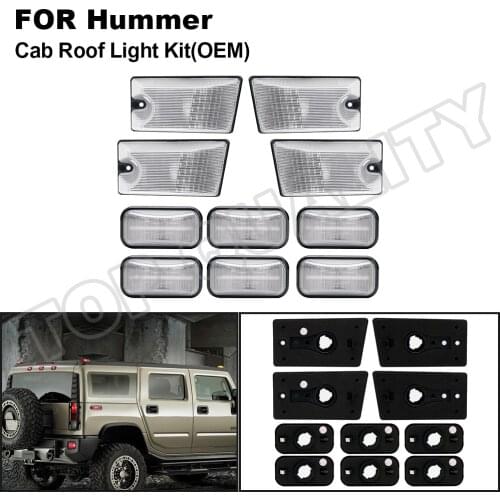 10Pcs OE Bulbs Cab Roof Light Lamps Kit Smoke/Clear Lens For Hummer H2 2003-2009 Hummer H2 SUT 2005-2009