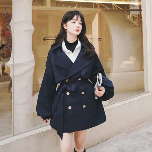 LANMREM New Lapel Windbreaker Women Mid-length 2021 Spring And Autumn Lantern Sleeve Double-breasted Trench Coat 2W238
