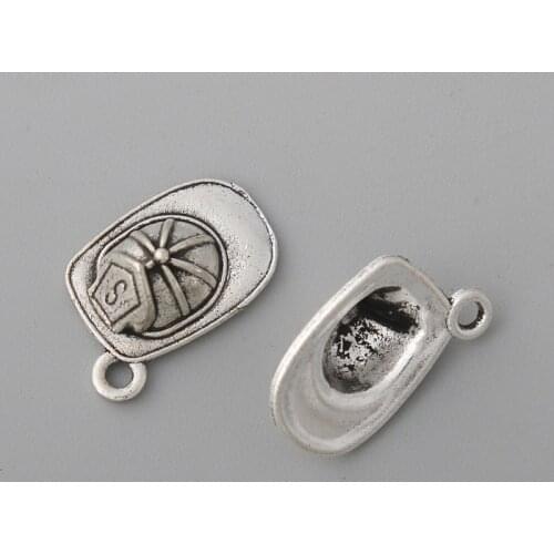 RAINXTAR Fashion Vintage Cap Charms Alloy Hat Charms 12*17mm 100pcs AAC1086