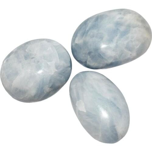 Mookaitedecor Natural Celestite Palm Stone Crystal Healing Gemstone Worry Shape