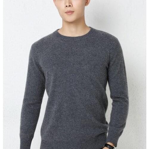 Top Grade Man Sweaters 100% Pure Goat Cashmere Knitted Jumpers Winter Warm Oneck Long Sleeve Pullovers Male Standard Clothes