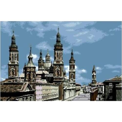 DIY Bead embroidery kit Castle Color Pre-Printed Canvas Pattern Czech beads with Bead Necklace decoration Seed beads 33.1"X22.1"