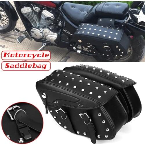Pair Motorcycle PU Leather Saddlebag Side Bags Tool Luggage Storage Bags For Honda/Yamaha/Suzuki