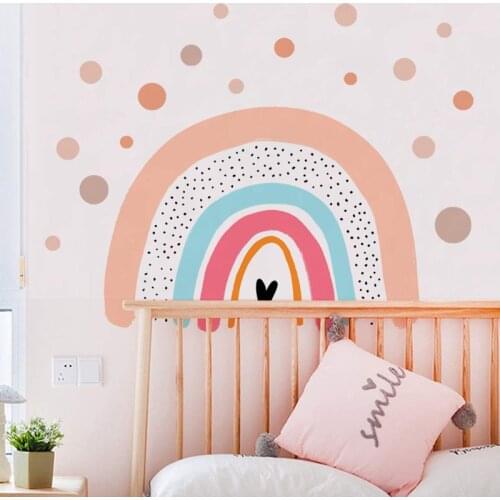 Zollor Rainbow Loving Heart Dot Wall Sticker Living room Bedroom Kindergarten Classroom Dormitory Creative Decoration Stickers