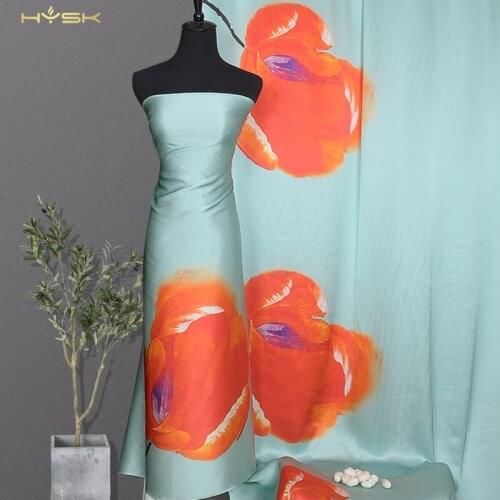 HYSK 100% silk satin fabric exclusive border digital african custom print silk charmeuse duchess wholesale stock for dress E2394