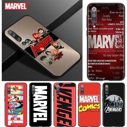Silicone Cover Marvel Avengers Logo Superhero For Xiaomi Mi 11 10T 10 9T 9 8 Note 10 Lite Pro Ultra 5G Black Soft Phone Case