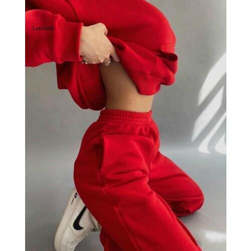 Sports Suit For Womens Casual Solid Color Long Sleeved Hoodie Trousers Sweatershirt Sports Suit 2021