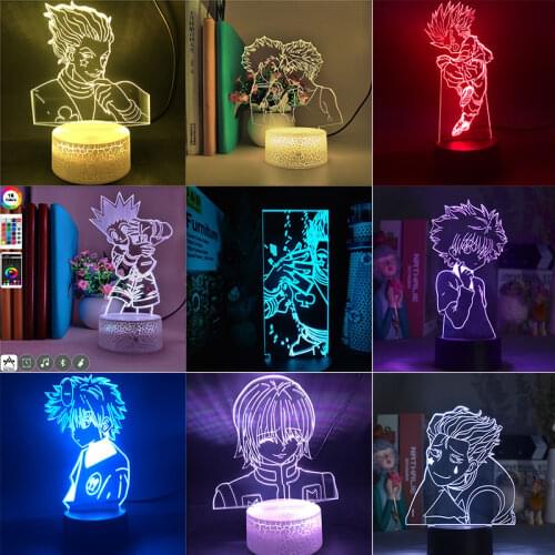 Anime Hunter X Hunter LED Nightlight Freecs Killua Hisoka Figure 3D Table Night Lamp for Room Decor Manga H&H Desk Lamp Kid Gift