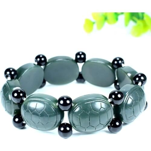 Wonderful longevity turtle Bead Bangle jadeite turtle shell bracelet Bless Amulet Bottle Green Jade