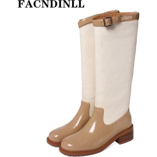 2022 Ins New Women Top Qulaity Knee High Boots Thick High Heels Long Warm Motorcycle Boots Shoes For Woman High Boots Size 34-39