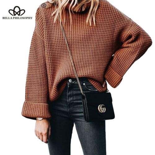 Bella Philosophy Pull Femme Knitted Turtleneck Sweater Women Loose Thick Oversized Pullover Korean Winter Sweaters Jumper