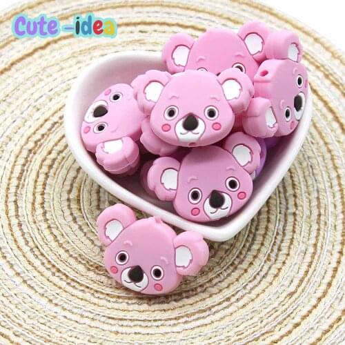 Cute-Idea Koala Beads 10pcs Toddle Soft Baby Product Teething Food Grade Handmade chew beads nursing Accessory teether BPA Free