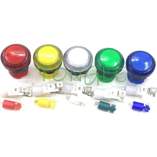 10pcs transparent 32mm LED Round Push Button with 12V led light for Arcade Machine-Game Machine Accessory-Game Machine Parts