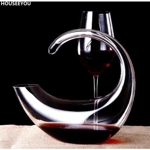 1000ml Unique Lead Free Glass Wine Decanter Barware Wine Aerator Container Red Wine Dispenser Pourer Jug Liquor Carafe Bar Tools