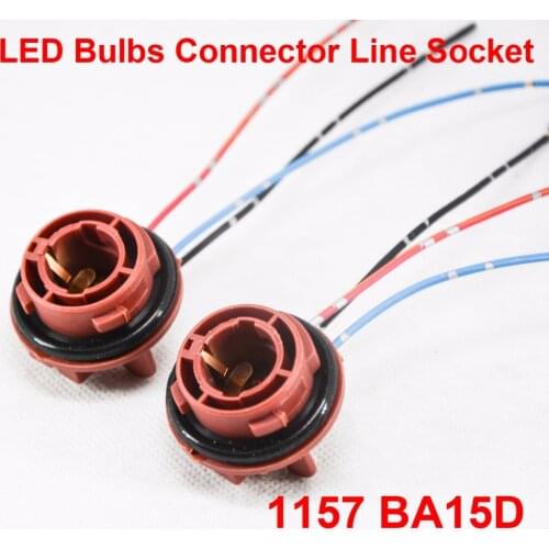 2PCS 1157 BA15D LED Bulbs Holder Socket Wire Connector Extension Turn Stop Harness Line 1156 3156 3157 7440 7443 BA15D T20 P21W