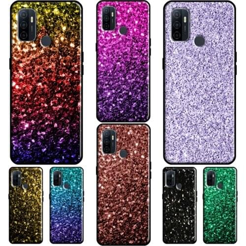 Aqua Blue Rainbow GLITTER SPARKLES For OPPO Reno 2 Z 4 Pro A5 A9 A31 A53 2020 A1K A3S A5S A15 A52 A72 A83 F5 F7 Phone Cover