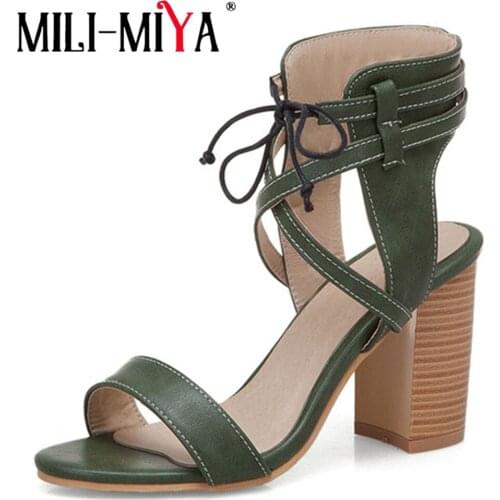 MILI-MIYA Women Sexy High Heel Sandals Ankle Strap Shoes Summer Ladies Sandals Open Toe Gladiator Shoes Heels Sandals Fetish New