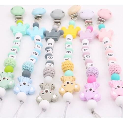 Baby Silicone Pacifier Clips Chain Silicone Animal Pacifier Anti-drop Chains Dummy Clip Holder Nipples