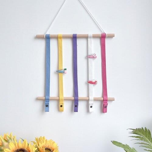 INS Decoration Nordic Style Woven Wooden Sticks Childrens Hairpin Hair Accessories Storage Belt Wall-mounted Tiara finishing
