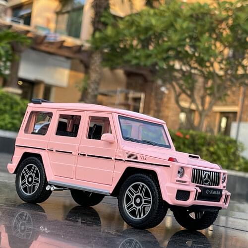 1/24 Benzs G63 Alloy Pink Car Model Diecast & Toy Metal Off-road Vehicles Model Simulation Sound Light Collection Childrens Gift