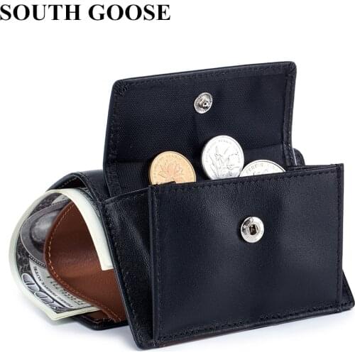 Men Wallets Genuine Leather Simple Small Wallet with Coin Pocket RFID Blocking Business Card Holder Women Coin Purse Money Bag