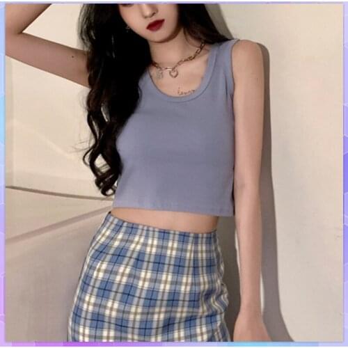 Solid Crop Top Womens Tank Top Female Sexy Short Basic Vest Camisole Cropped Top Summer Camis Sleeveless Shirts Ropa Mujer
