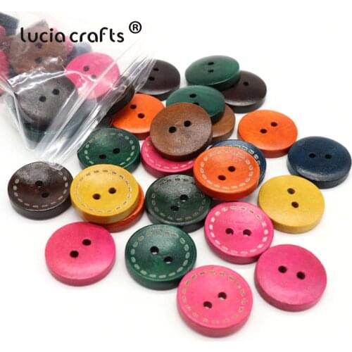 Lucia crafts 2-Holes Round Wooden Button Sewing Buttons For Garment Clothes Apparel E0107